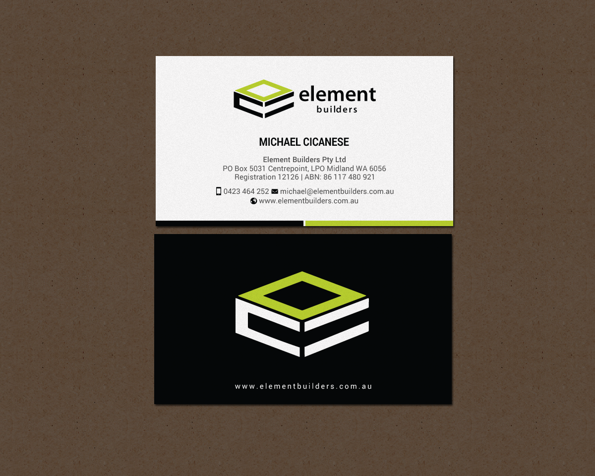 Business Card Design by chandrayaan.creative for Element Builders | Design #15706894