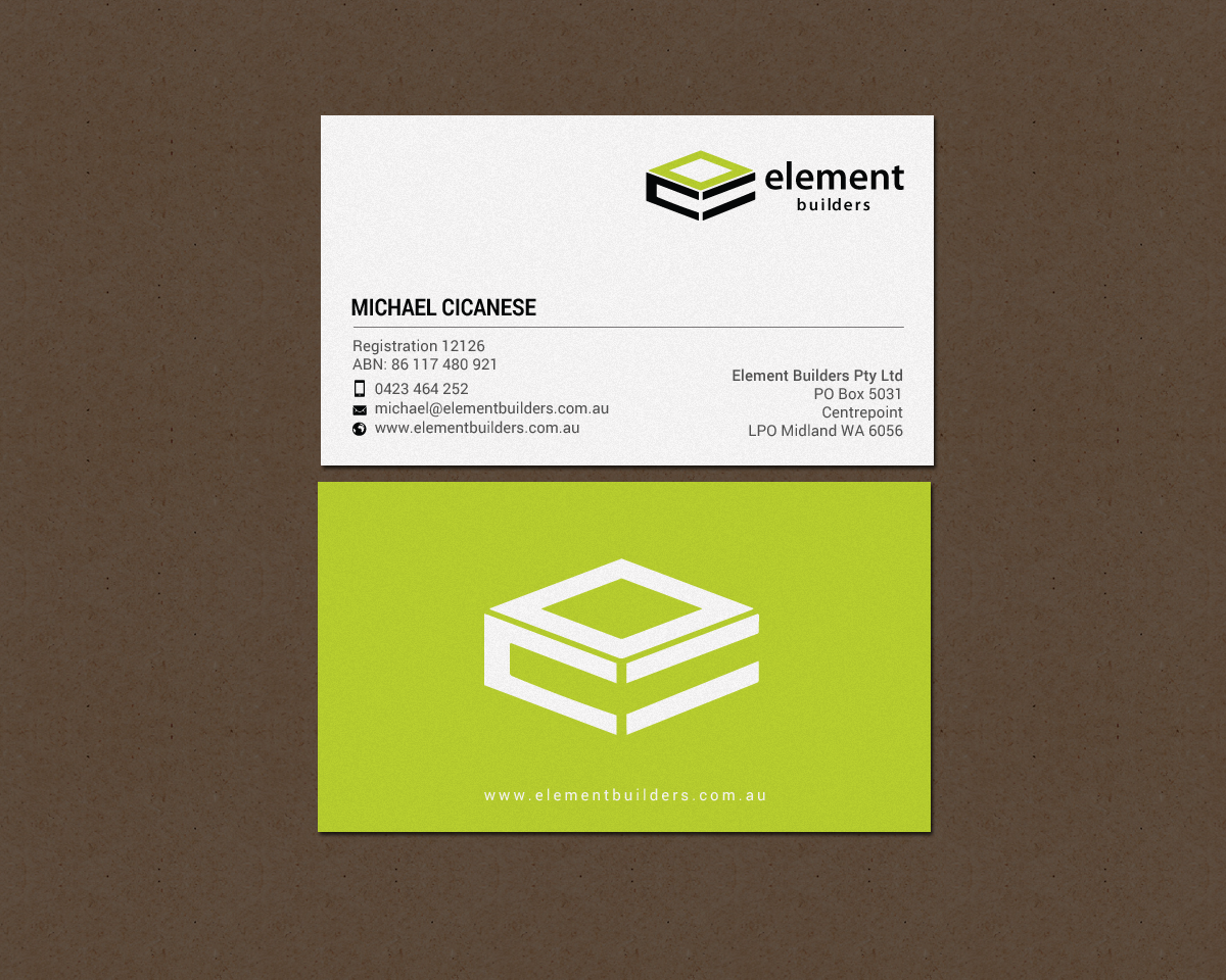 Business Card Design by chandrayaan.creative for Element Builders | Design #15706895