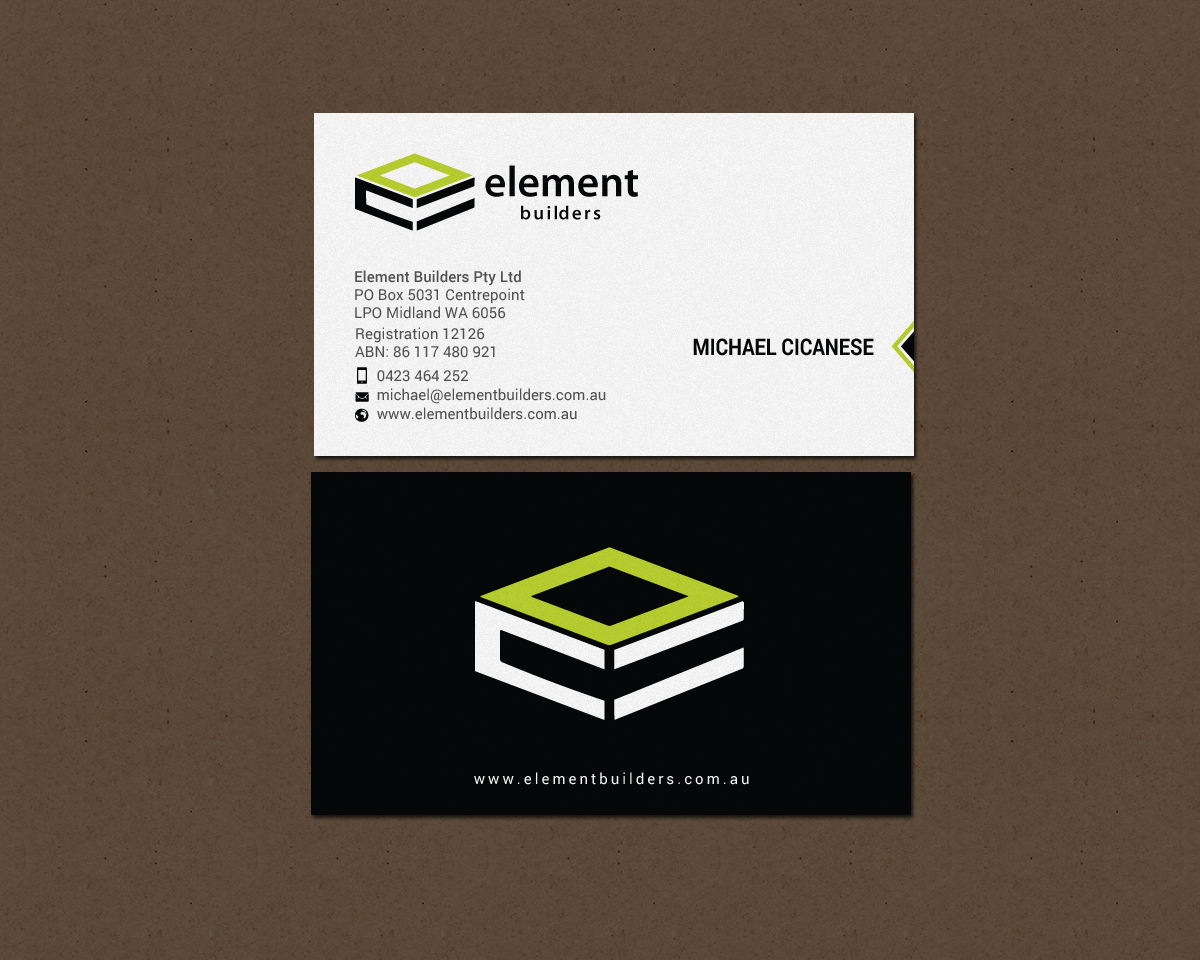 Business Card Design by chandrayaan.creative for Element Builders | Design #15706983