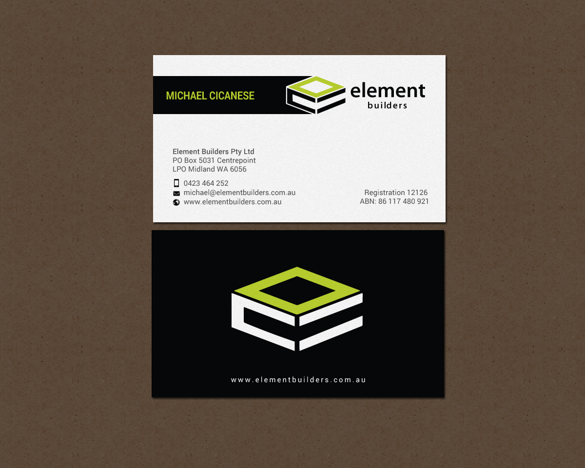 Business Card Design by chandrayaan.creative for Element Builders | Design #15706984