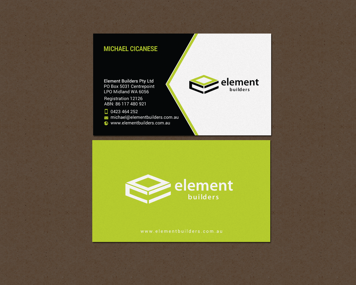 Business Card Design by chandrayaan.creative for Element Builders | Design #15706985