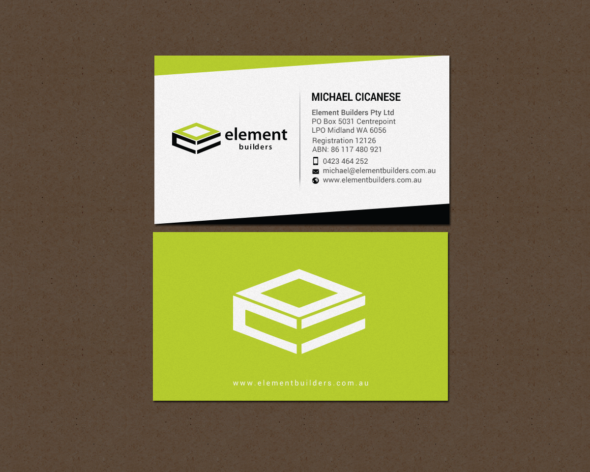 Business Card Design by chandrayaan.creative for Element Builders | Design #15706986
