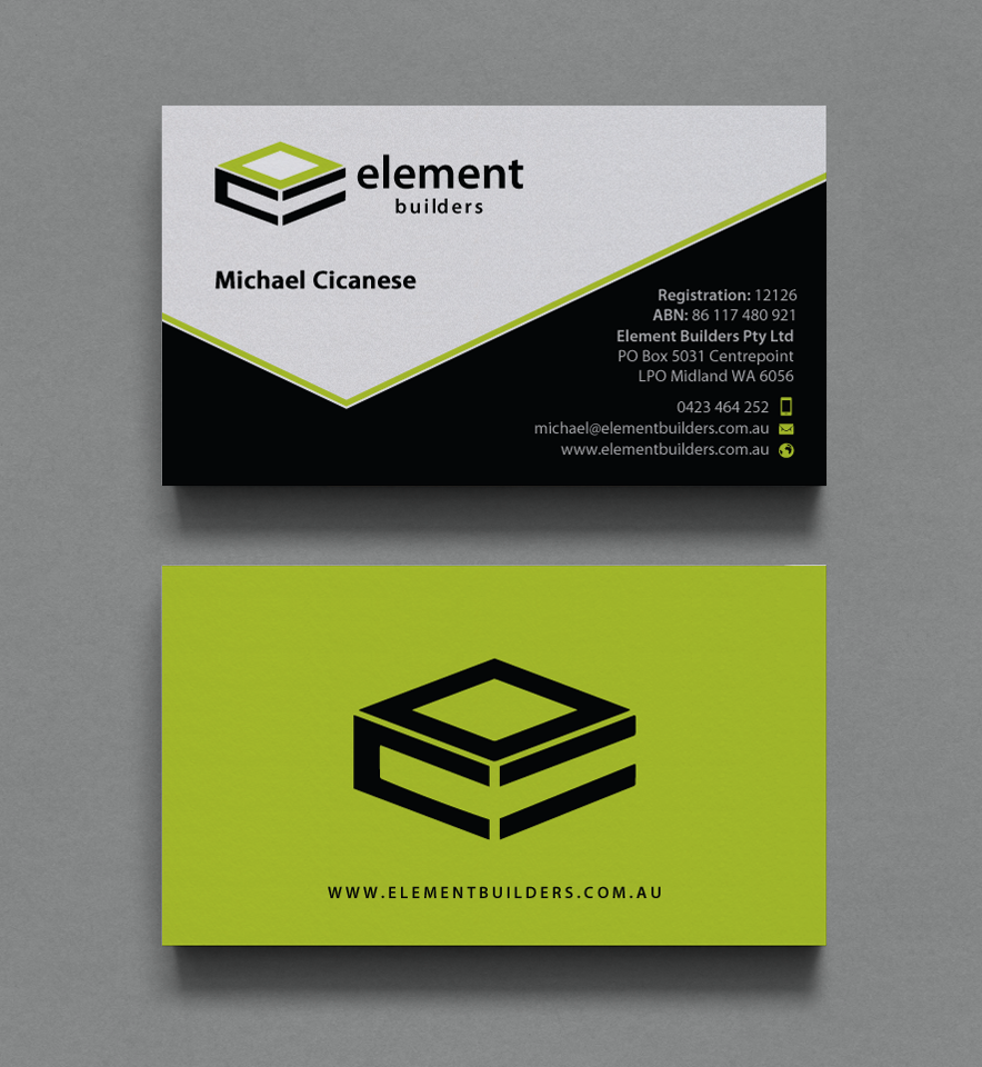 Business Card Design by chandrayaan.creative for Element Builders | Design #15707437