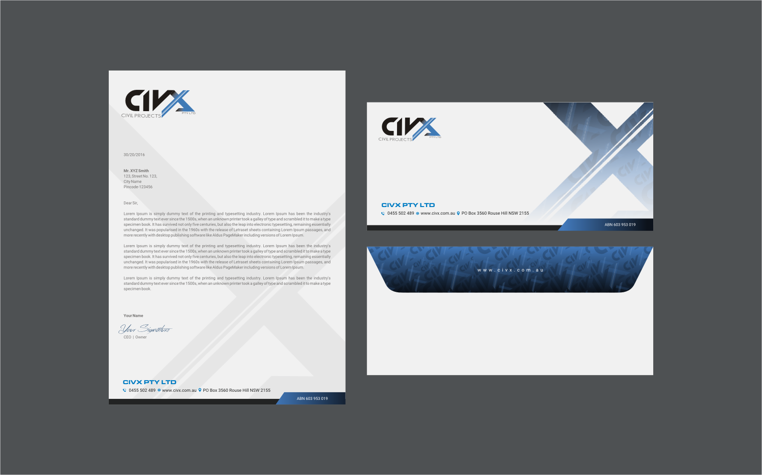 Stationery Design by INDIAN_Ashok for Civx Pty Ltd | Design #15732796