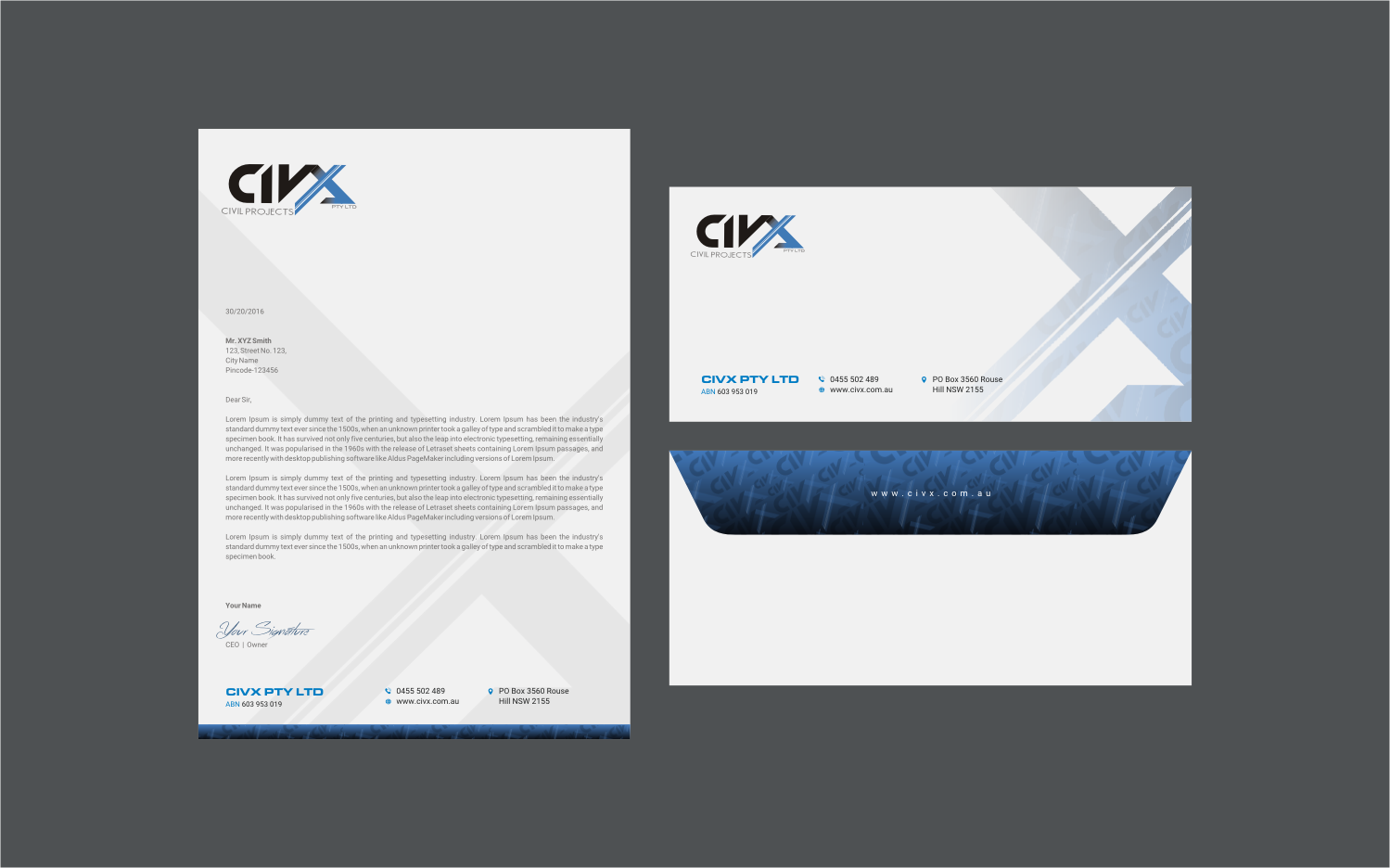 Stationery Design by INDIAN_Ashok for Civx Pty Ltd | Design #15732802