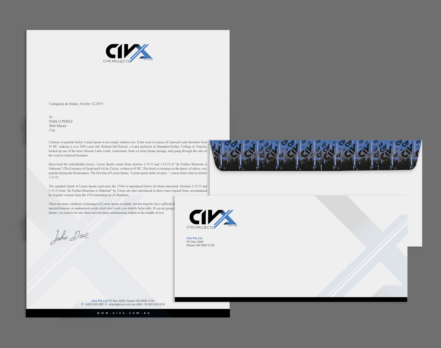 Stationery Design by Brand aid for Civx Pty Ltd | Design #15736048