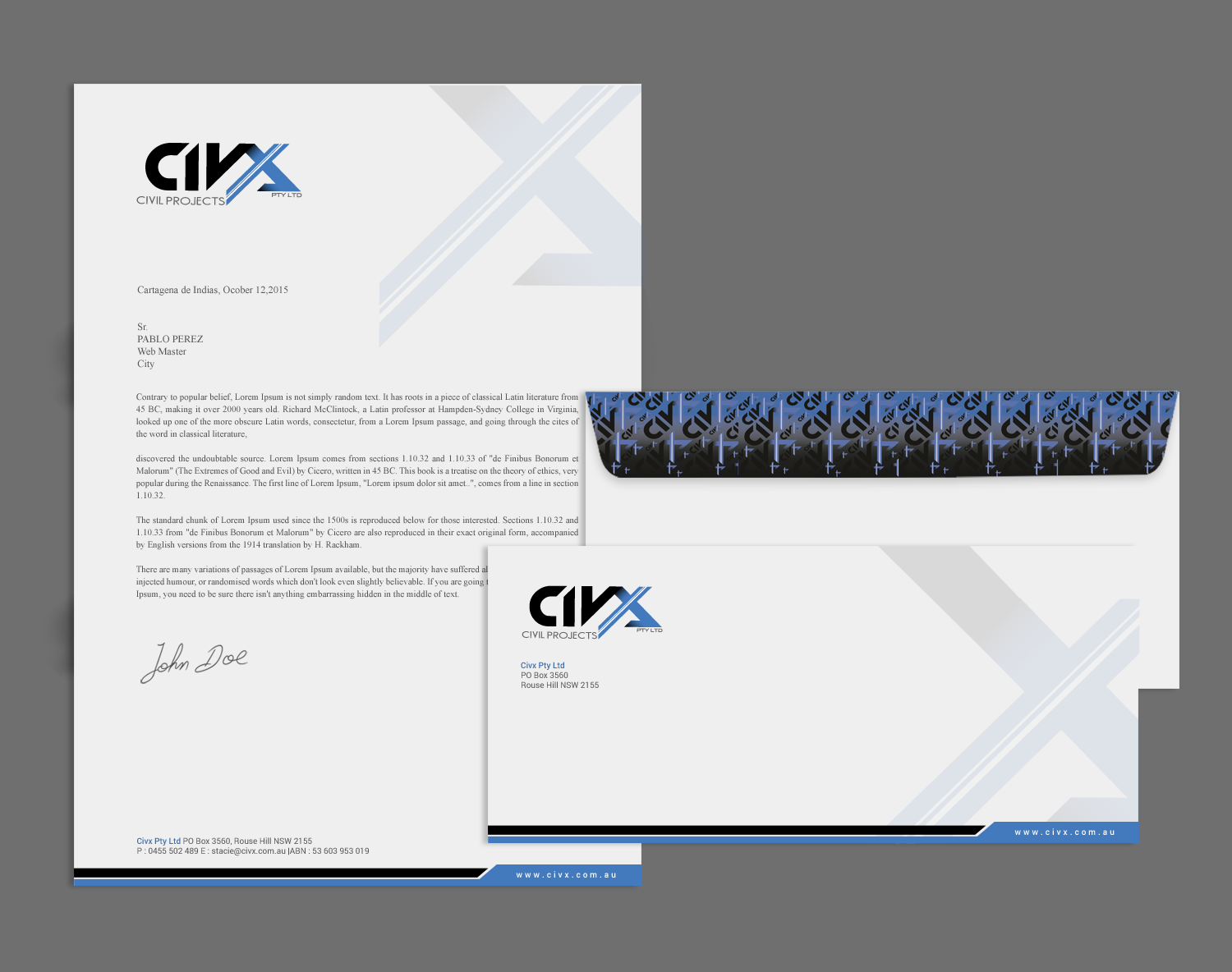 Stationery Design by Brand aid for Civx Pty Ltd | Design #15736049