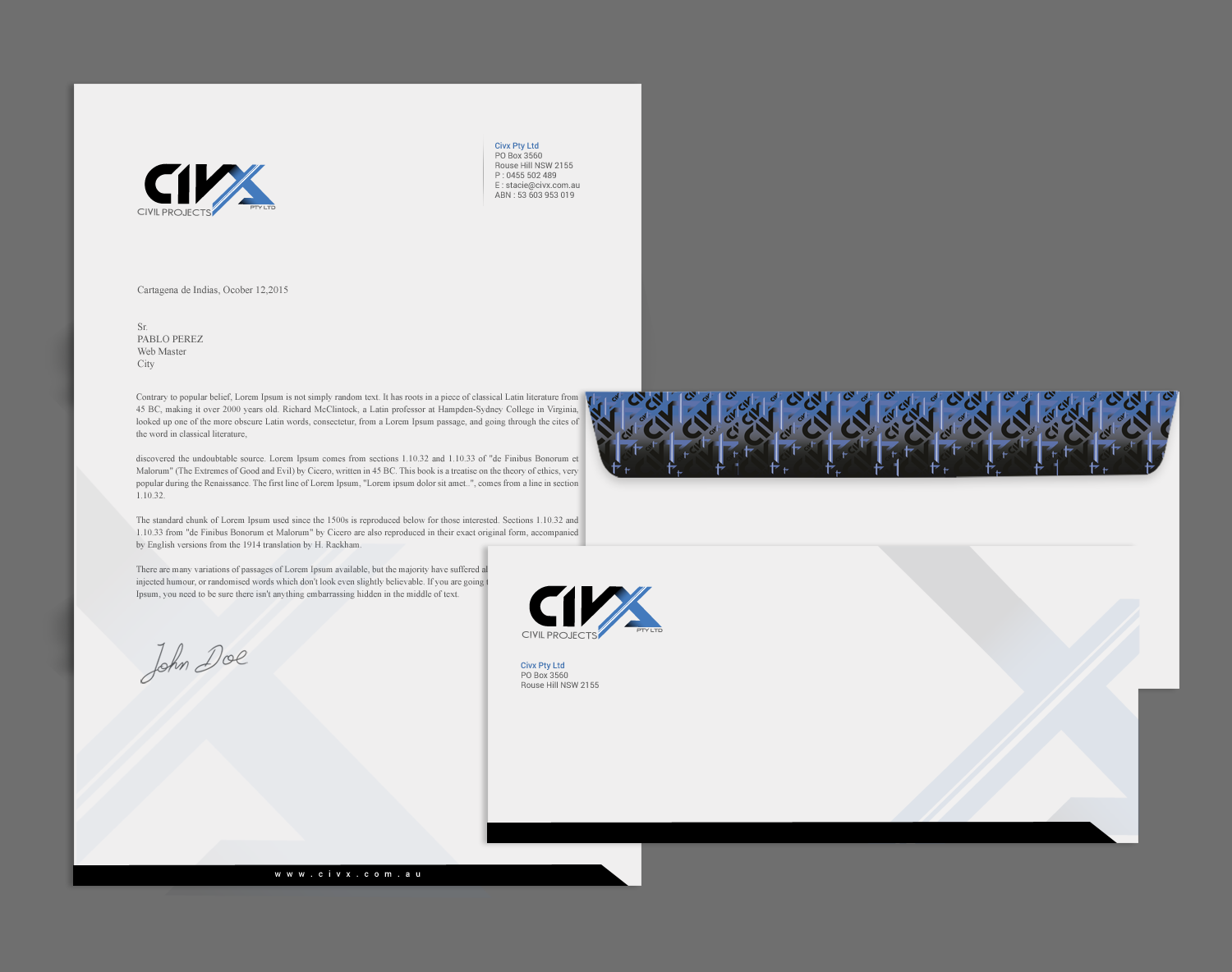 Stationery Design by Brand aid for Civx Pty Ltd | Design #15736050