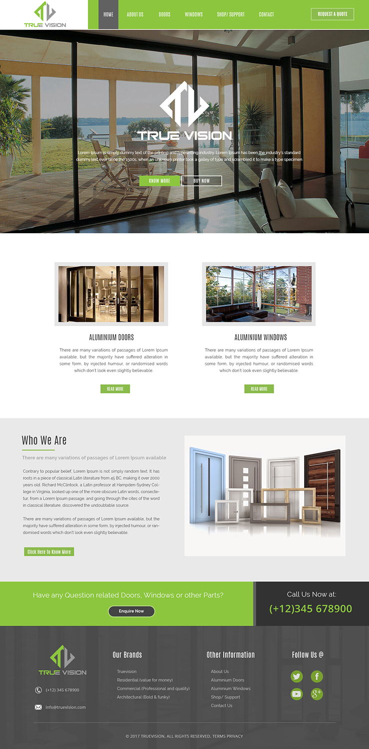 Wordpress Design by webxvision for True Vision Windows & Doors | Design #15827626