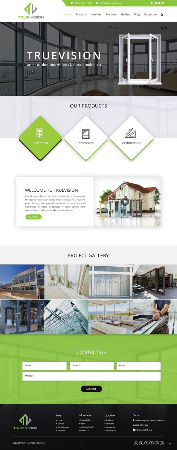 Wordpress Design by pb for True Vision Windows & Doors | Design #15736399