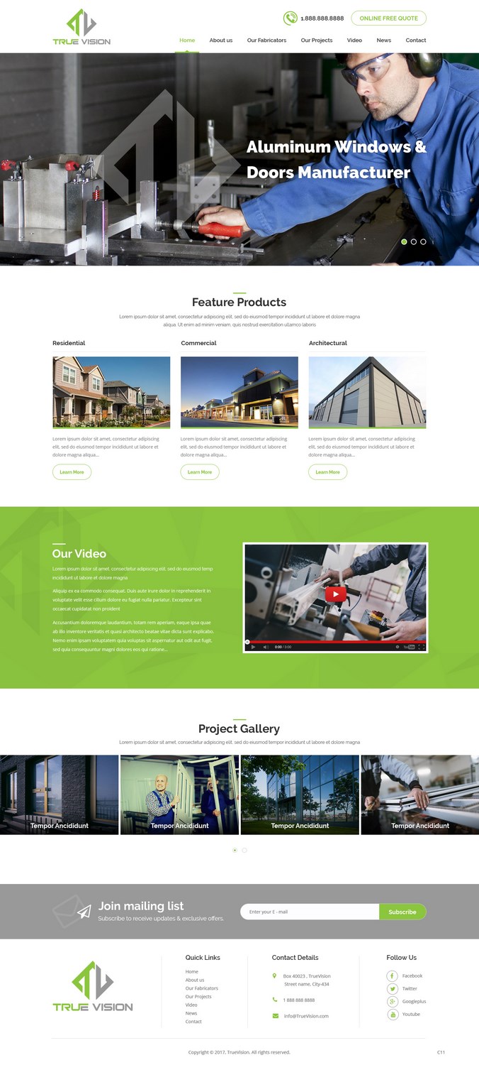 Wordpress Design by pb for True Vision Windows & Doors | Design #15736402