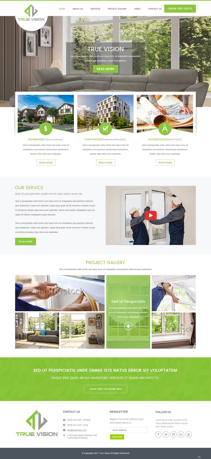 Wordpress Design by pb for True Vision Windows & Doors | Design #15736414