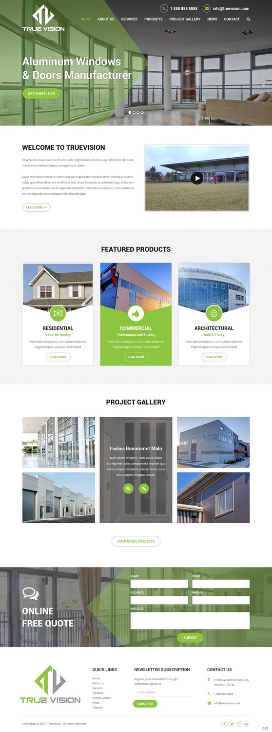 Wordpress Design by pb for True Vision Windows & Doors | Design #15736416
