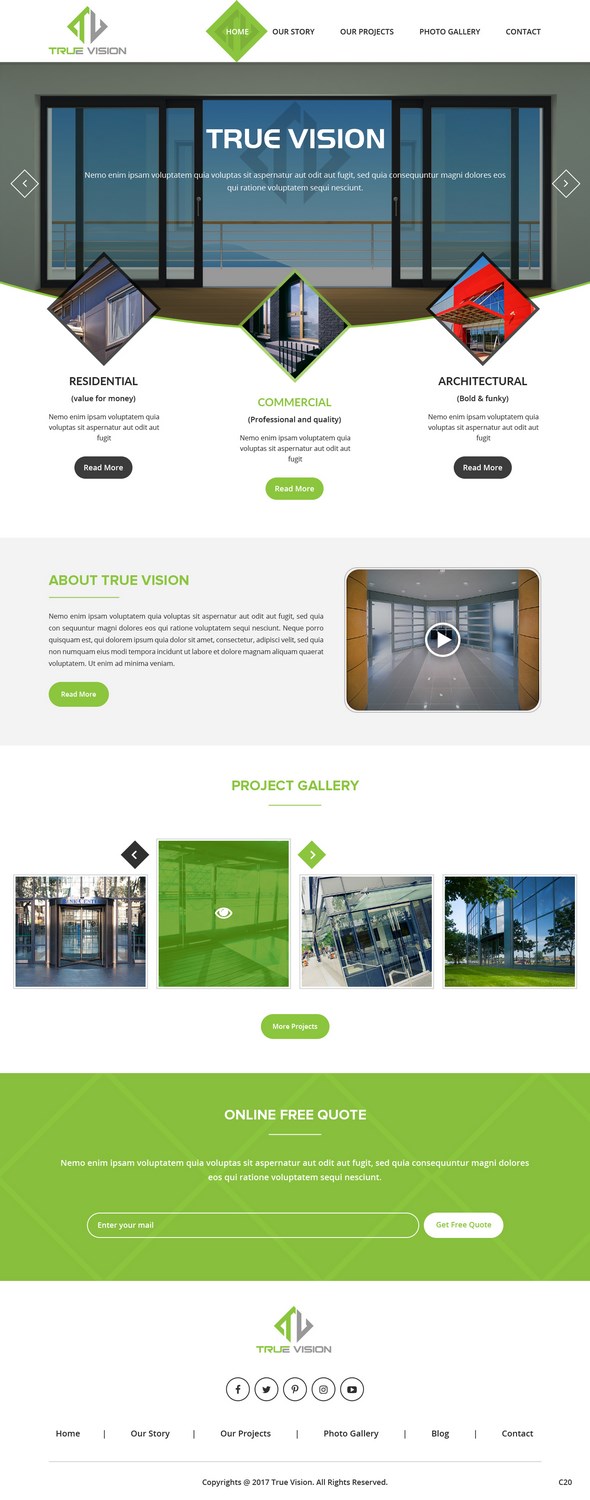 Wordpress Design by pb for True Vision Windows & Doors | Design #15736425