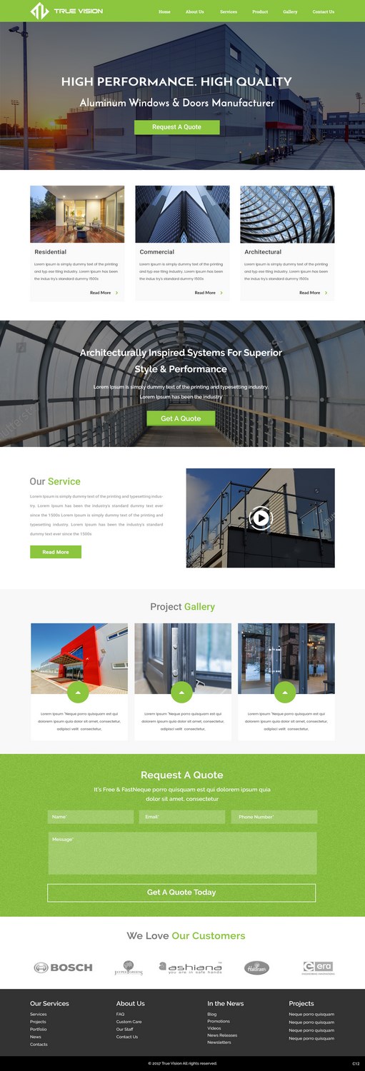 Wordpress Design by pb for True Vision Windows & Doors | Design #15745526