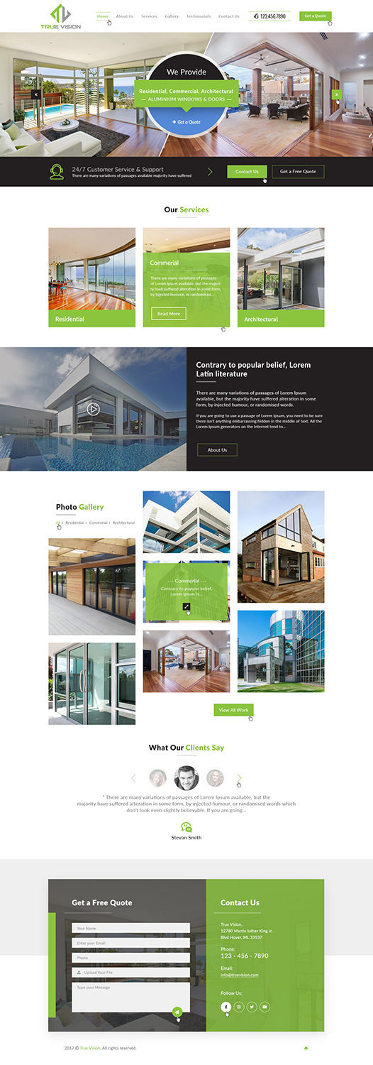 Wordpress Design by Ved Web Services for True Vision Windows & Doors | Design #15754766