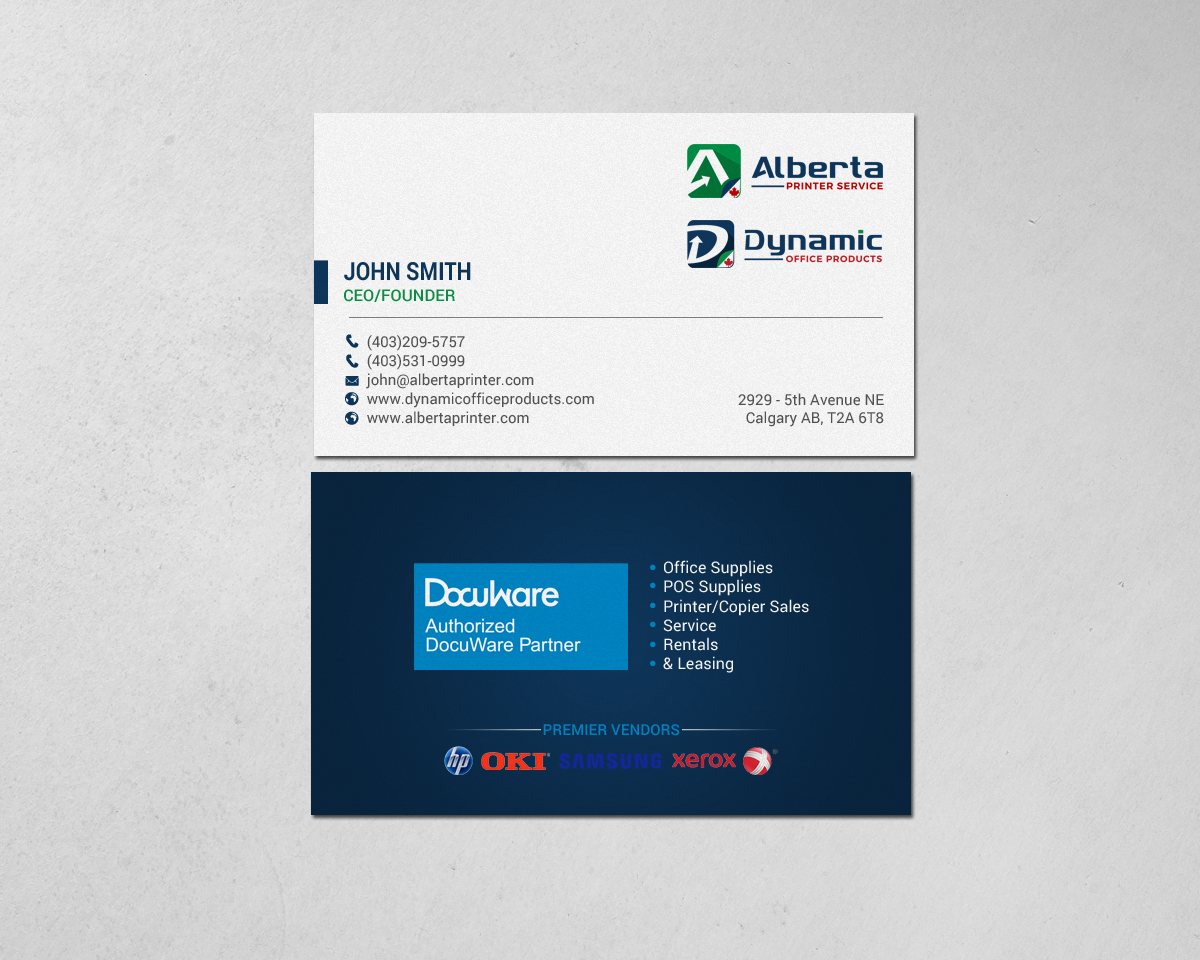 Diseño de Tarjeta de Presentación por chandrayaan.creative para Dynamic Office Products | Diseño #15818752