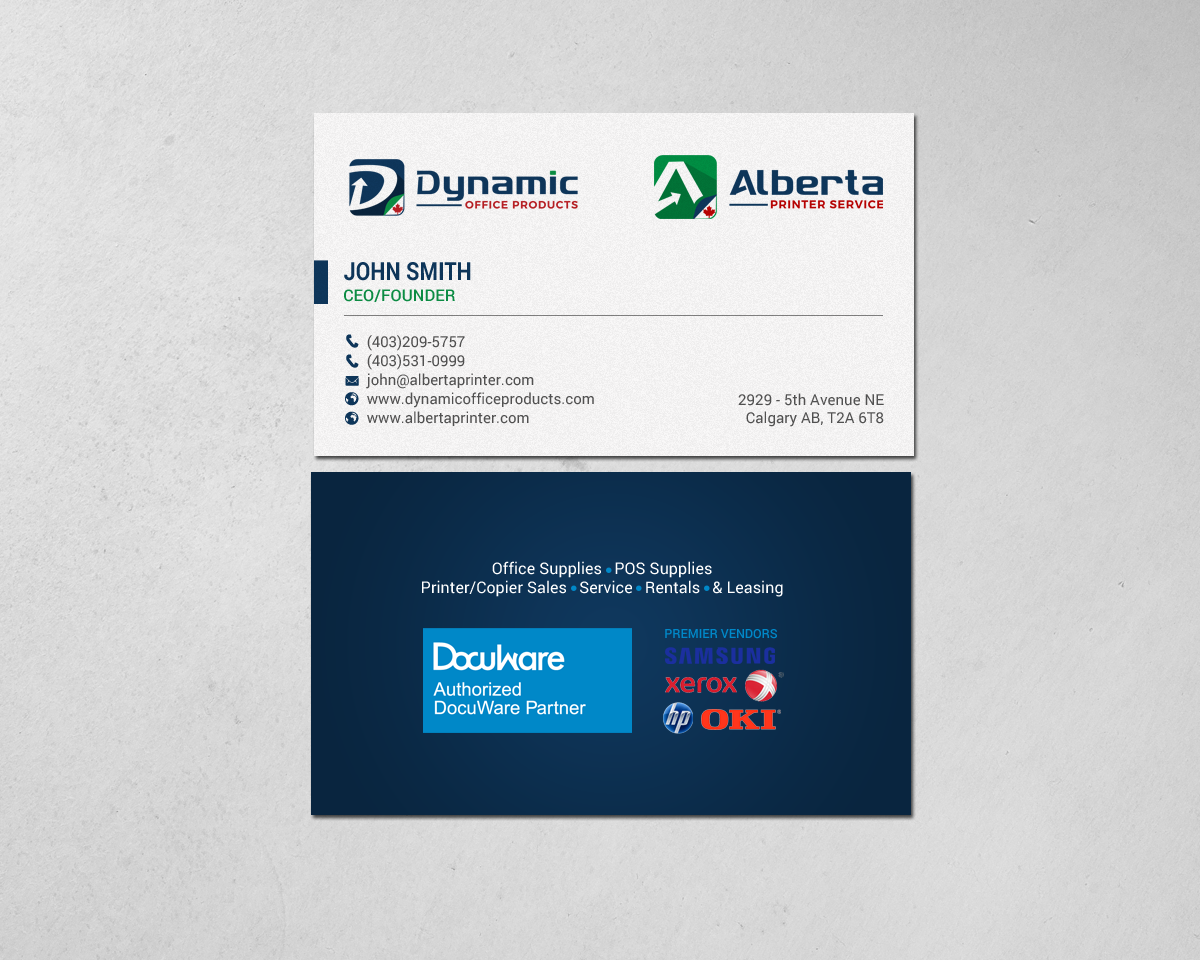 Diseño de Tarjeta de Presentación por chandrayaan.creative para Dynamic Office Products | Diseño #15818755