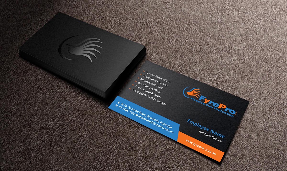 Business Card Design by INDIAN_Ashok for Fyre Pro Aus | Design #15770941