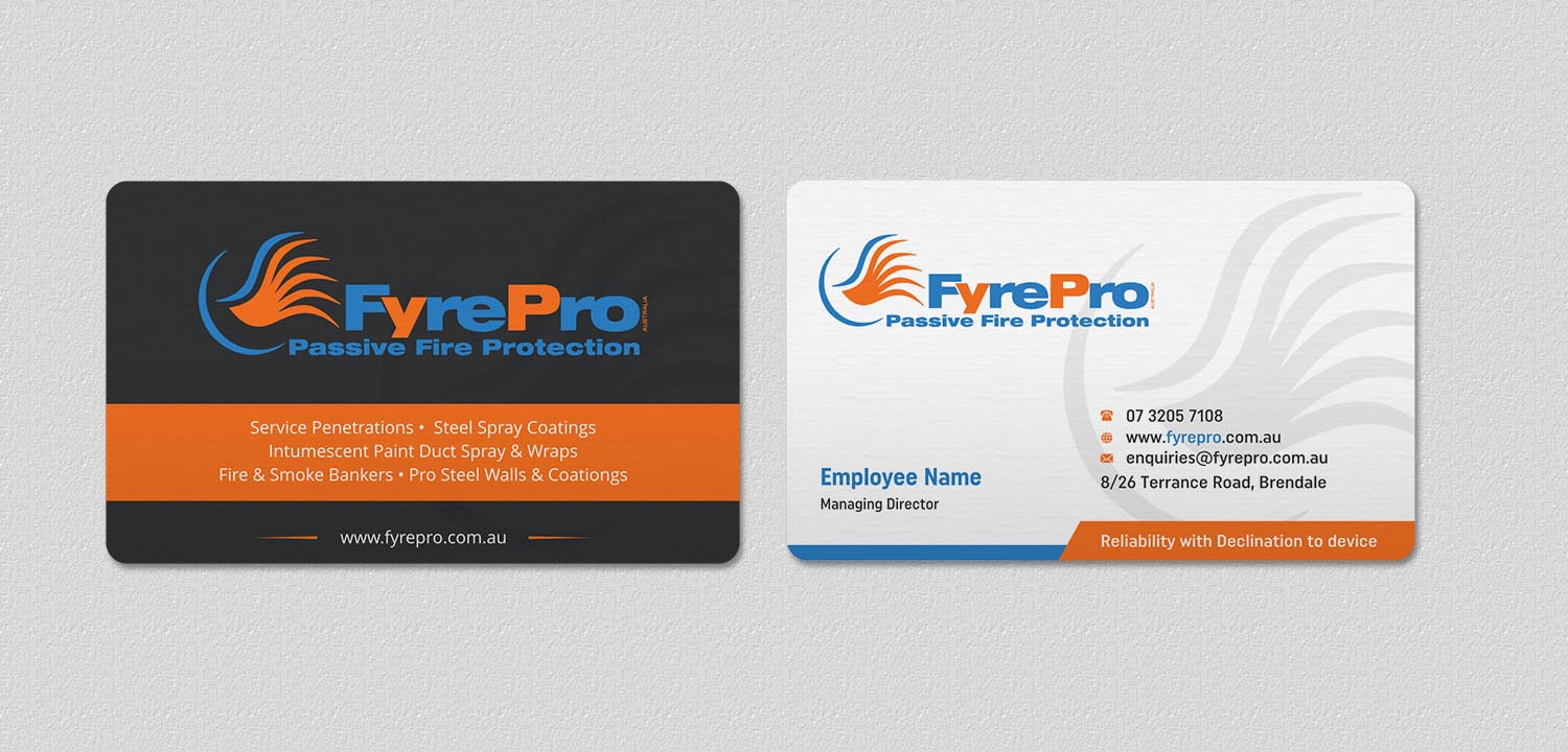 Business Card Design by INDIAN_Ashok for Fyre Pro Aus | Design #15770945
