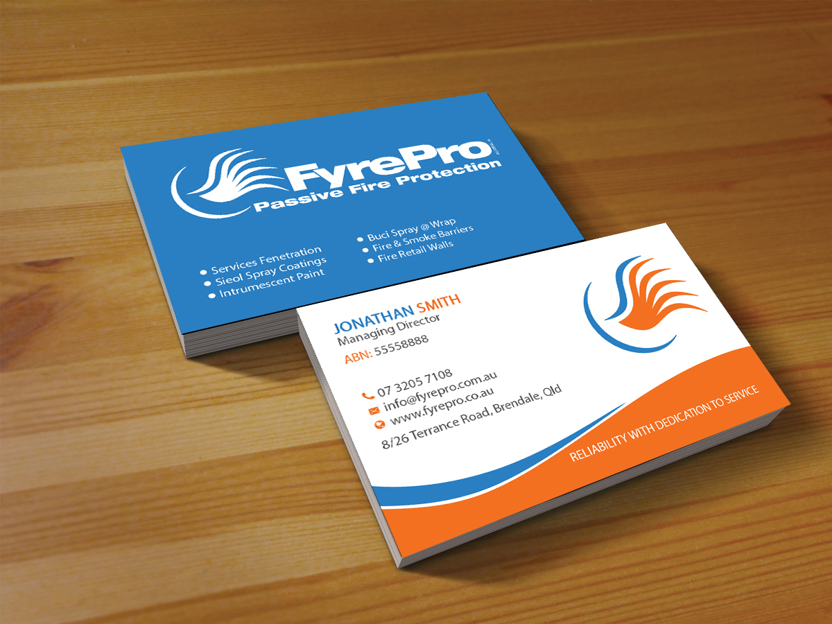 Business Card Design by Creations Box 2015 for Fyre Pro Aus | Design #15738037