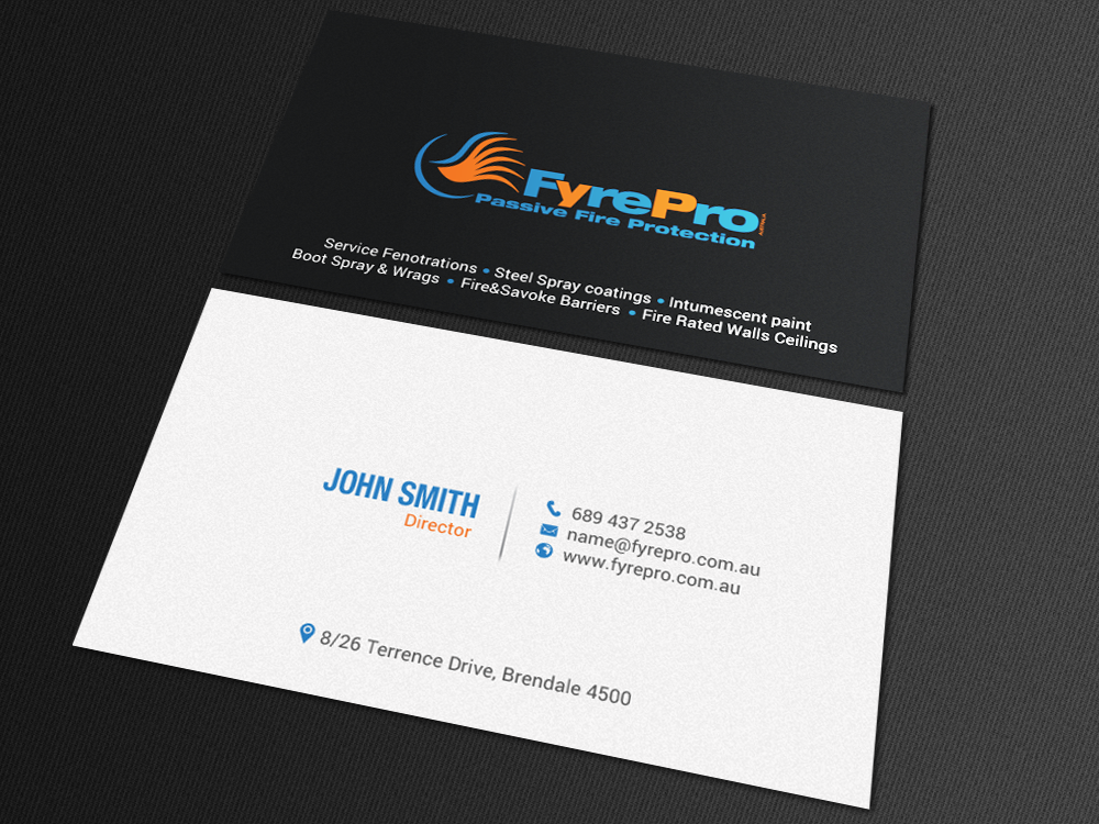 Business Card Design by chandrayaan.creative for Fyre Pro Aus | Design #15731082