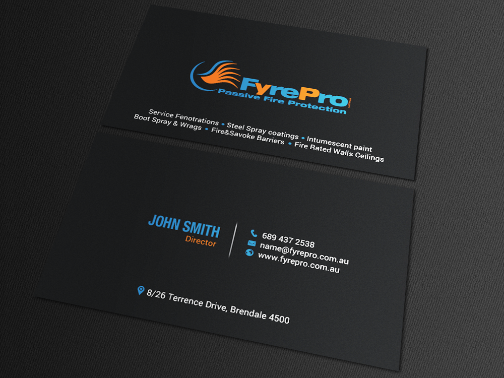 Diseño de Tarjeta de Presentación por chandrayaan.creative para Fyre Pro Aus | Diseño #15731083