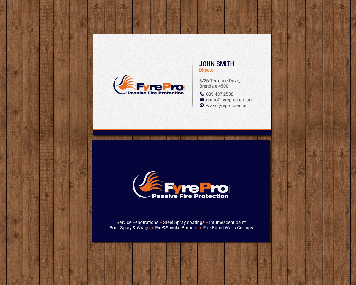 Diseño de Tarjeta de Presentación por chandrayaan.creative para Fyre Pro Aus | Diseño #15731086