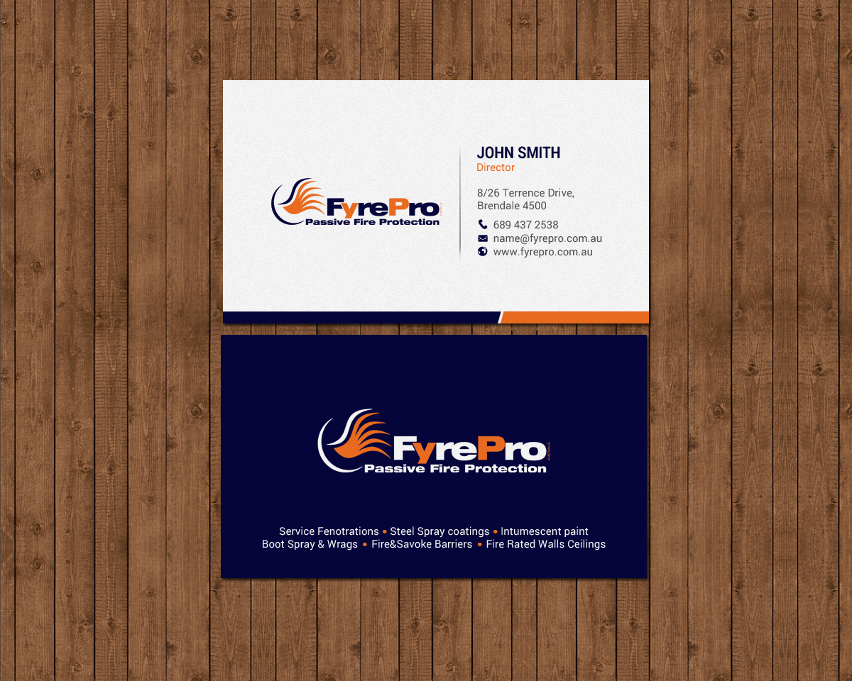 Diseño de Tarjeta de Presentación por chandrayaan.creative para Fyre Pro Aus | Diseño #15731290