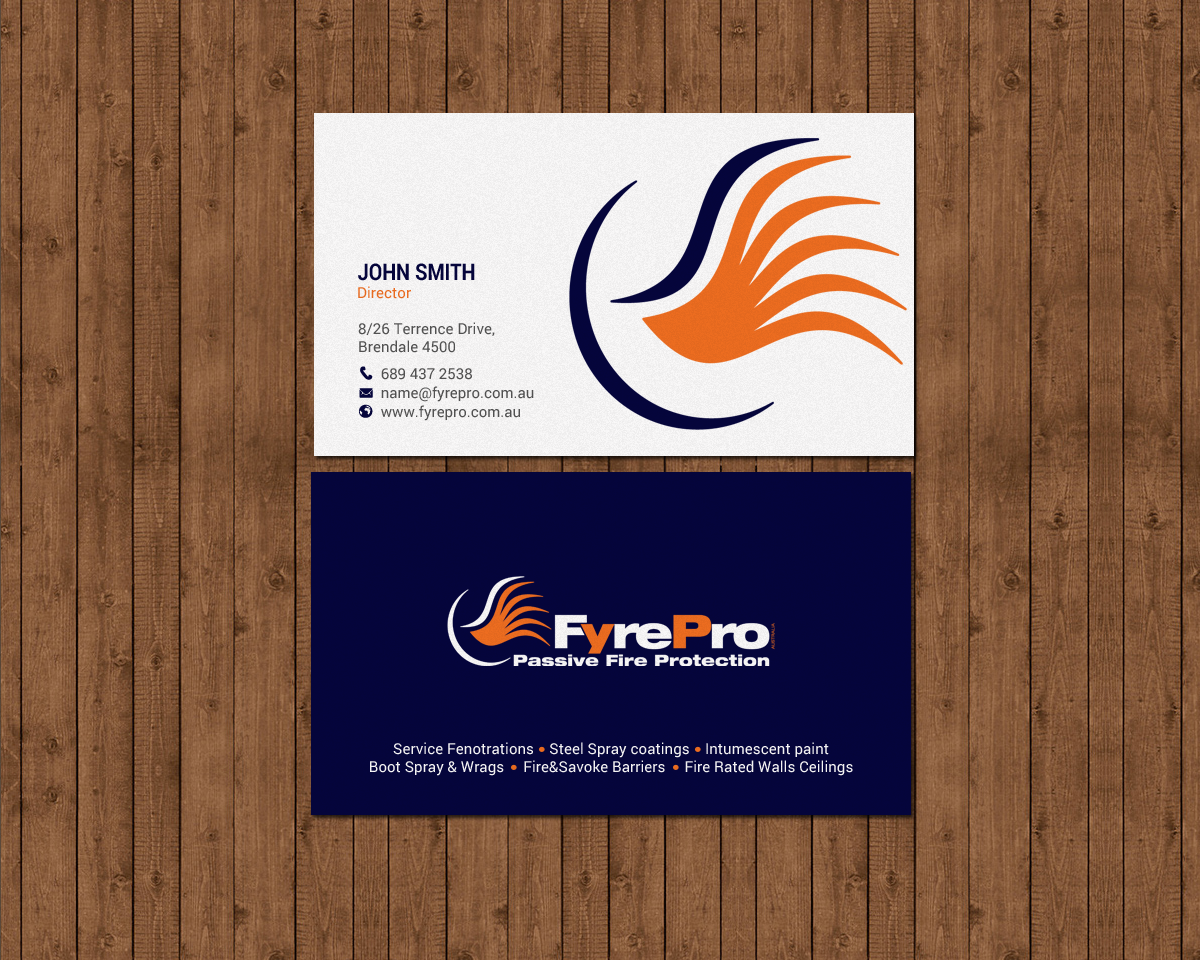 Diseño de Tarjeta de Presentación por chandrayaan.creative para Fyre Pro Aus | Diseño #15731292