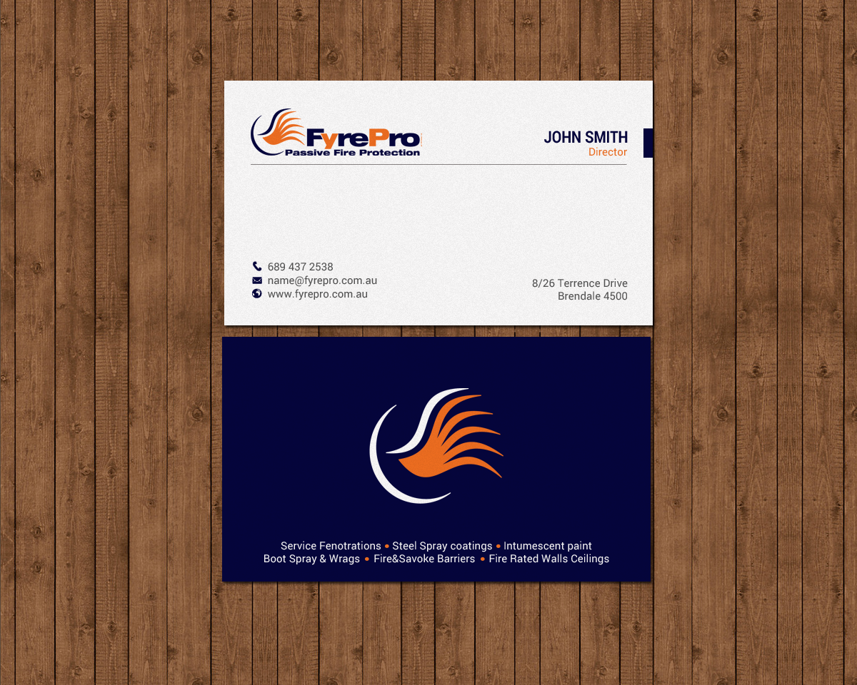 Diseño de Tarjeta de Presentación por chandrayaan.creative para Fyre Pro Aus | Diseño #15731294