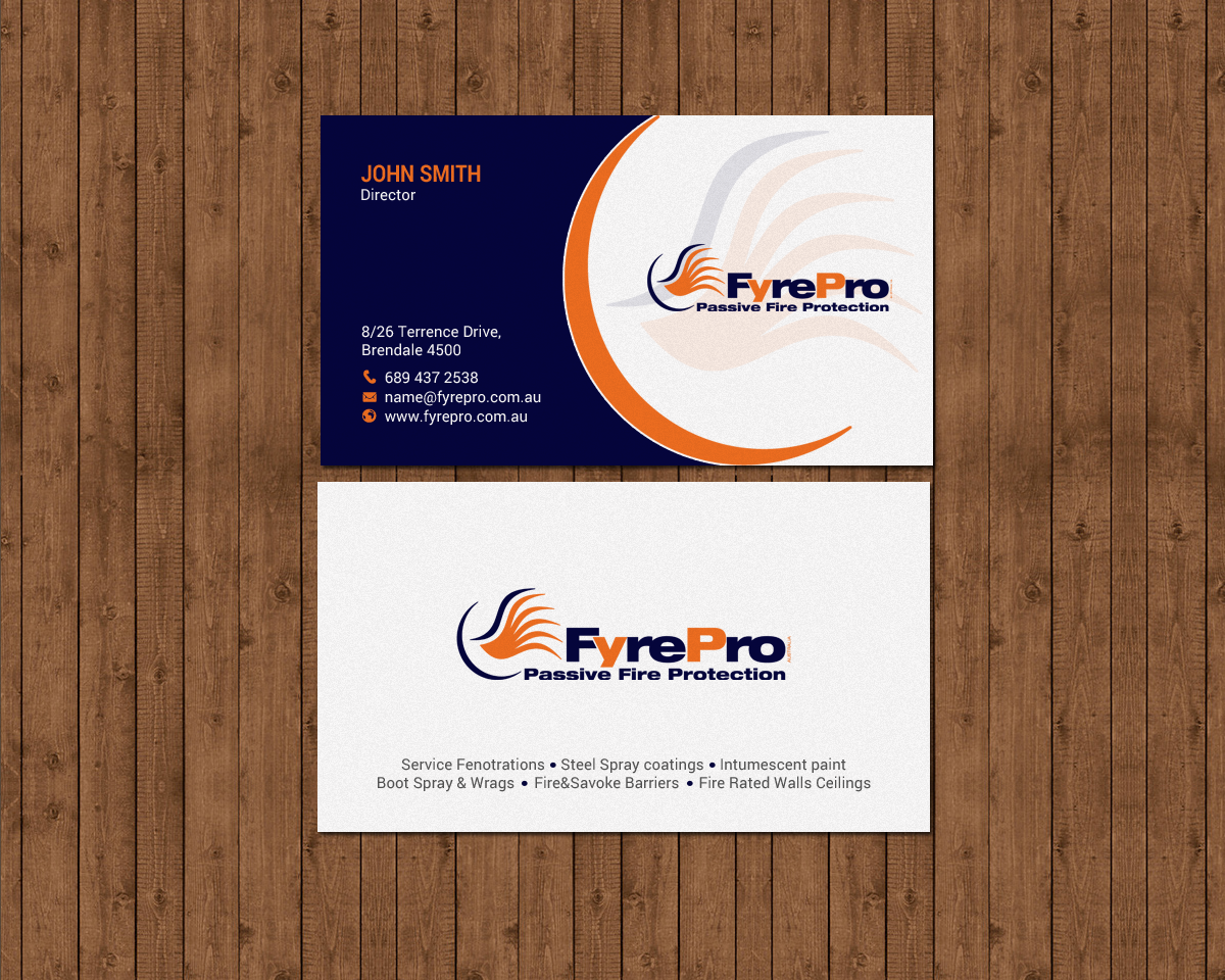 Diseño de Tarjeta de Presentación por chandrayaan.creative para Fyre Pro Aus | Diseño #15731402