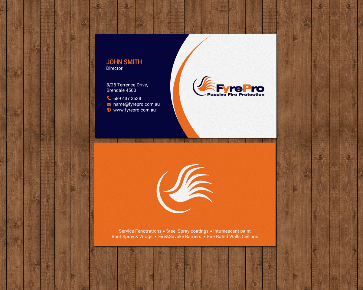 Diseño de Tarjeta de Presentación por chandrayaan.creative para Fyre Pro Aus | Diseño #15732058