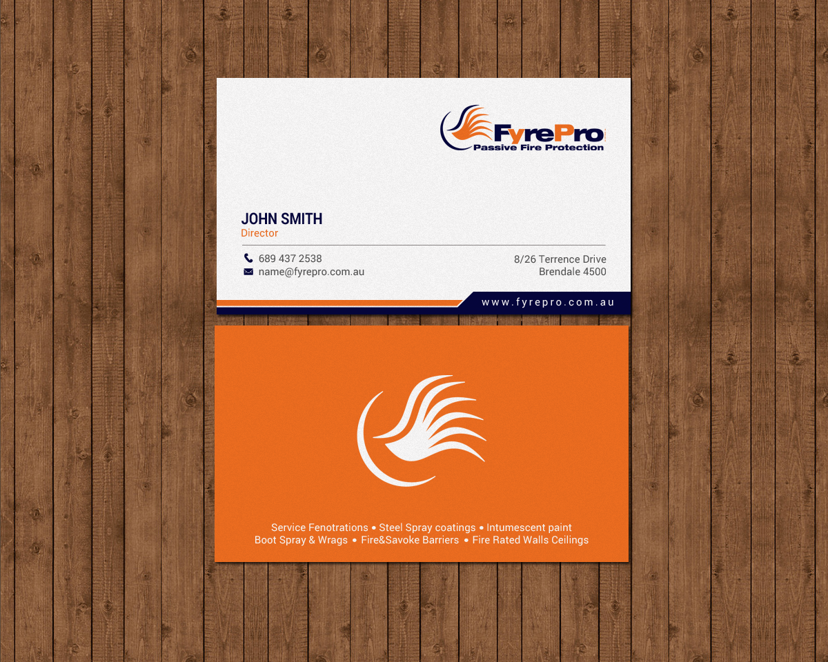 Diseño de Tarjeta de Presentación por chandrayaan.creative para Fyre Pro Aus | Diseño #15732108