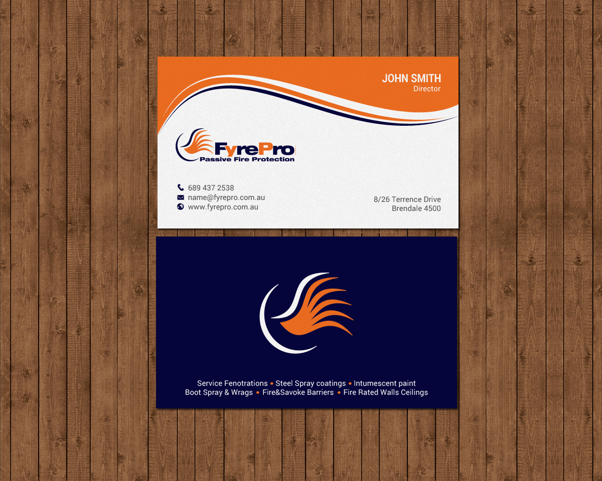 Diseño de Tarjeta de Presentación por chandrayaan.creative para Fyre Pro Aus | Diseño #15732473