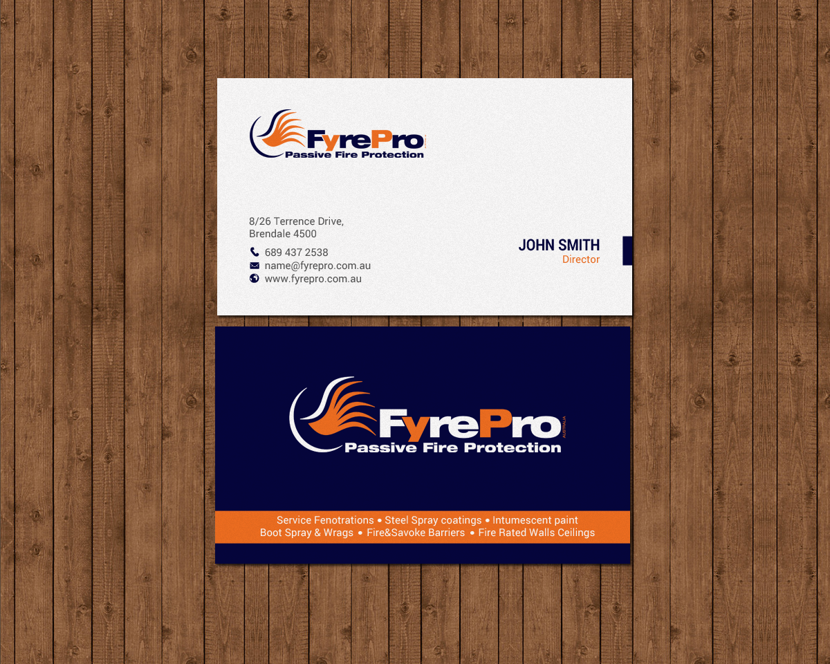 Business Card Design by chandrayaan.creative for Fyre Pro Aus | Design #15732474