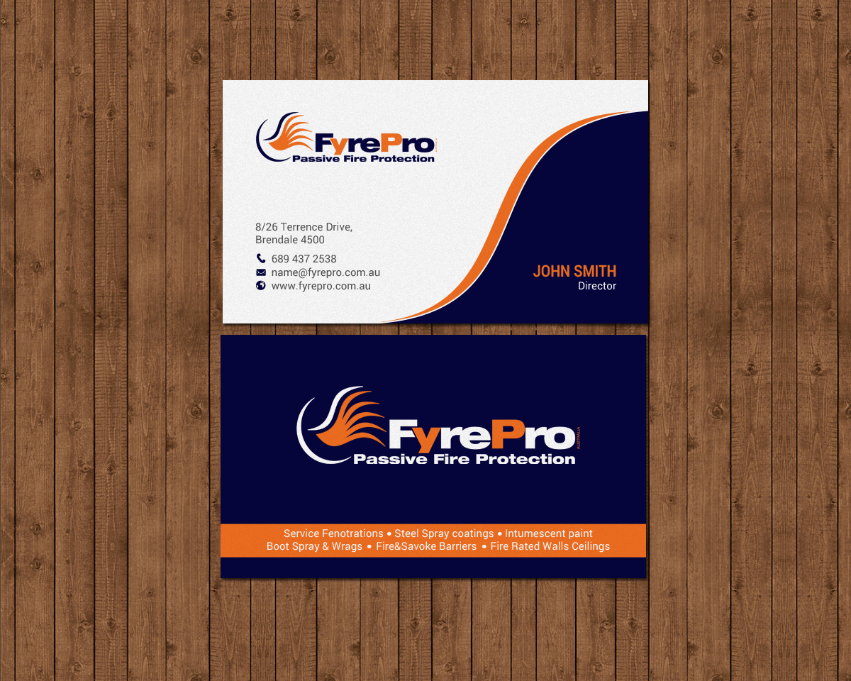 Diseño de Tarjeta de Presentación por chandrayaan.creative para Fyre Pro Aus | Diseño #15733228