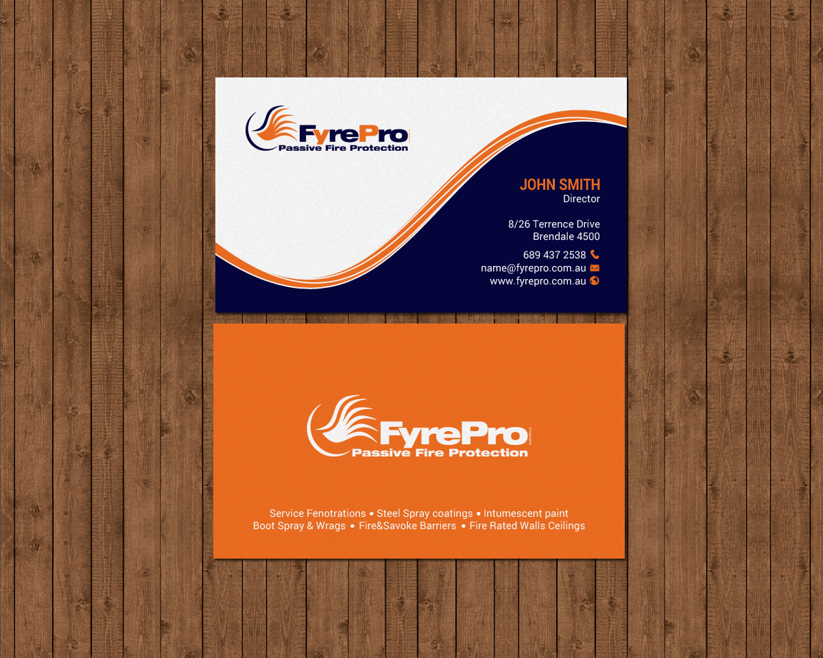 Diseño de Tarjeta de Presentación por chandrayaan.creative para Fyre Pro Aus | Diseño #15733230