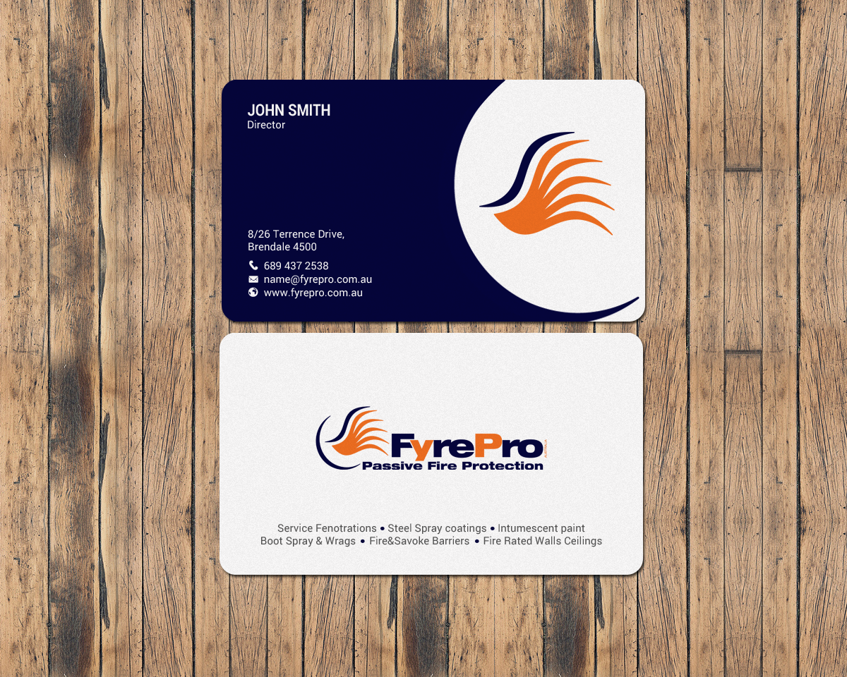 Diseño de Tarjeta de Presentación por chandrayaan.creative para Fyre Pro Aus | Diseño #15736512