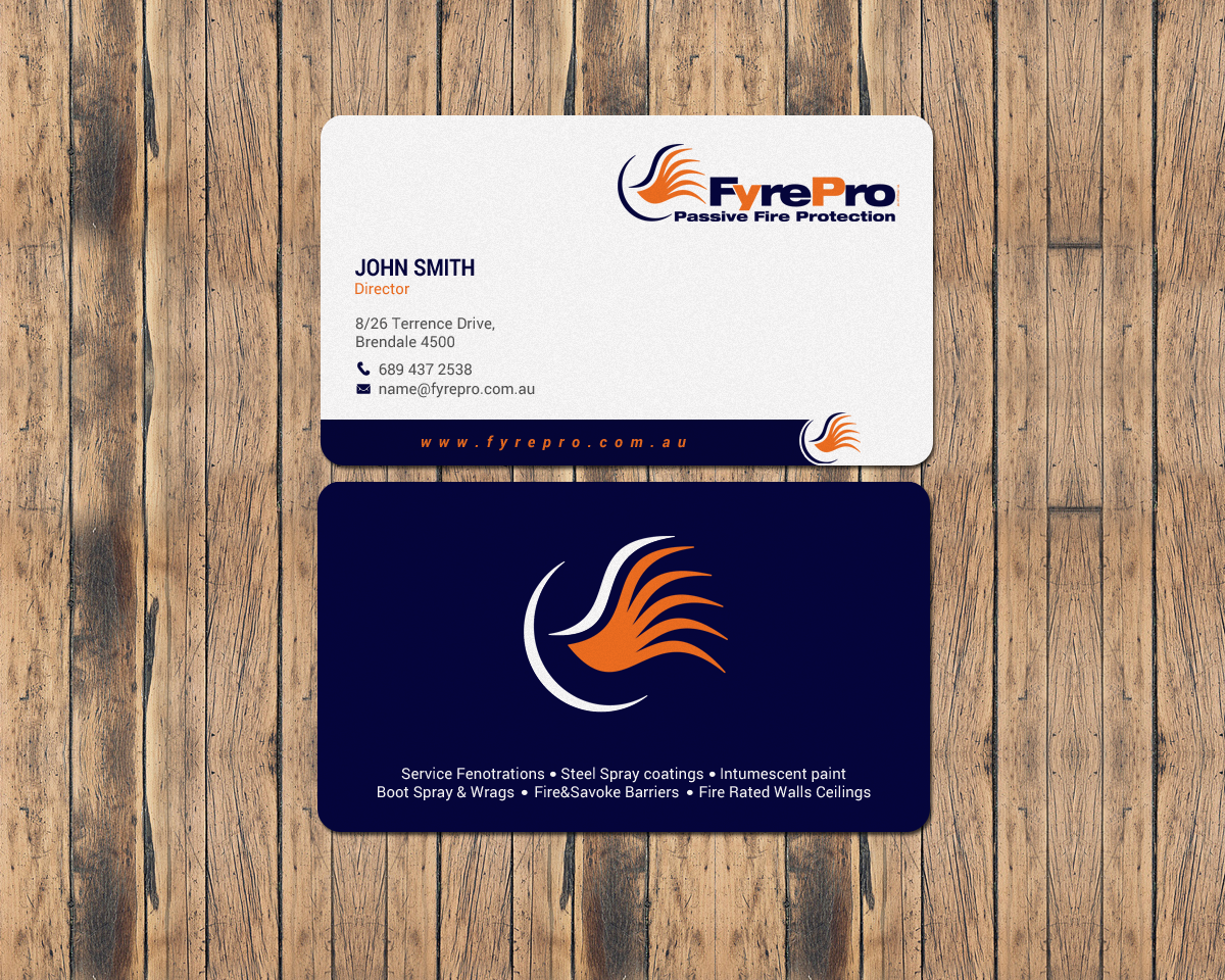 Diseño de Tarjeta de Presentación por chandrayaan.creative para Fyre Pro Aus | Diseño #15736557