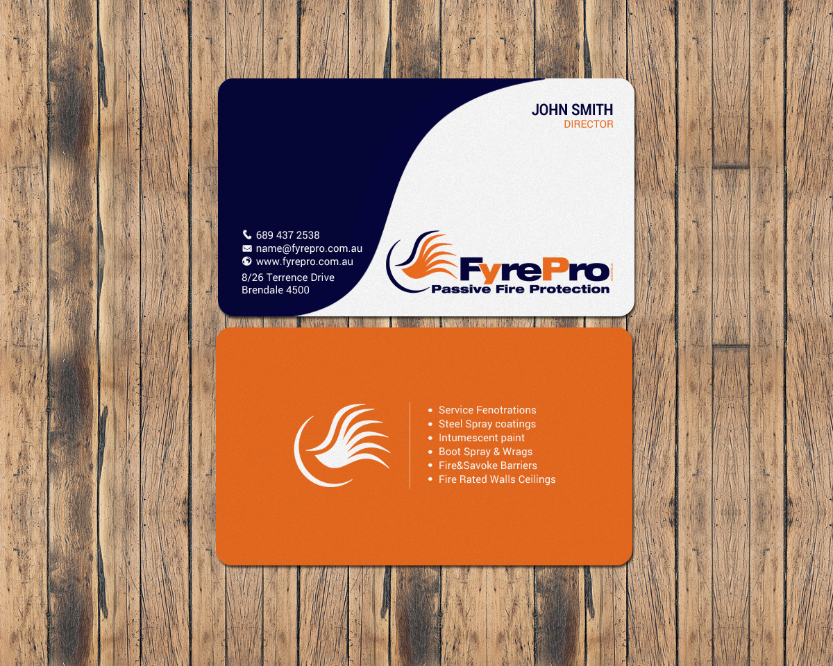 Diseño de Tarjeta de Presentación por chandrayaan.creative para Fyre Pro Aus | Diseño #15736559