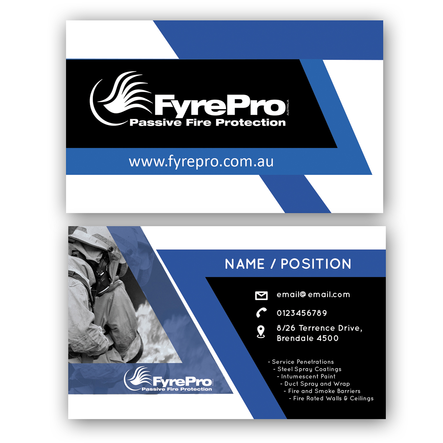Business Card Design by Kiana Abrenilla for Fyre Pro Aus | Design #15752498