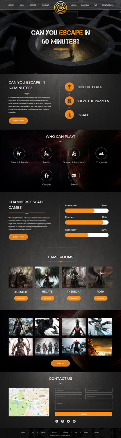 Diseño Web por Dream Logo Design para Chambers Escape Games | Diseño #15747671