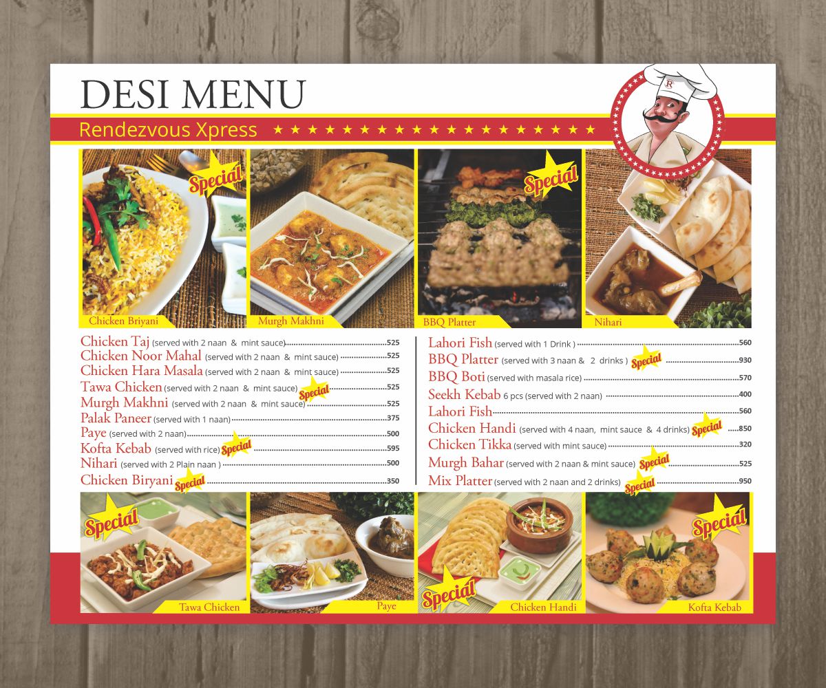 Menu Design by Cut and Glue for this project | Design #15925454