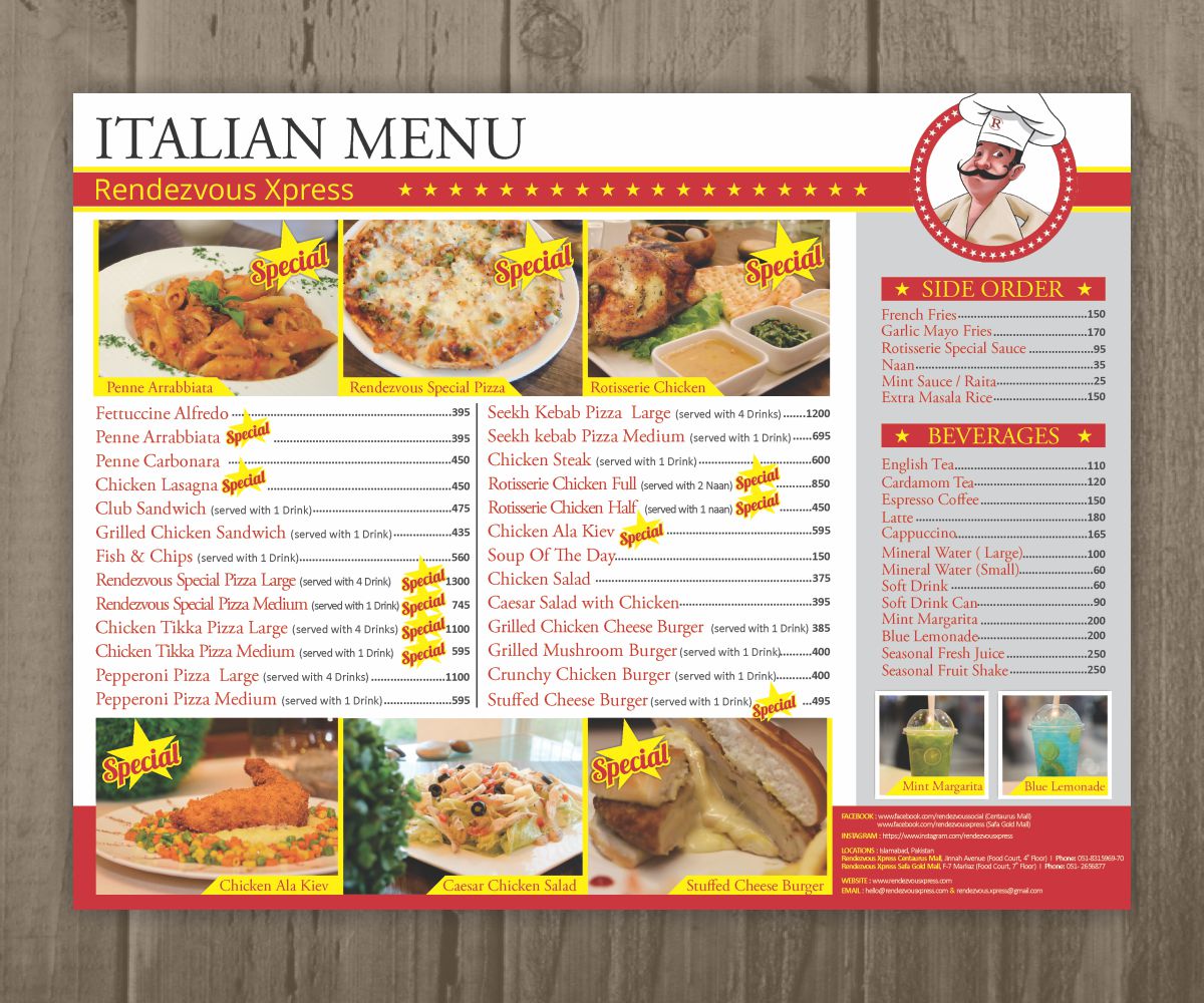 Menu Design by Cut and Glue for this project | Design #15925482