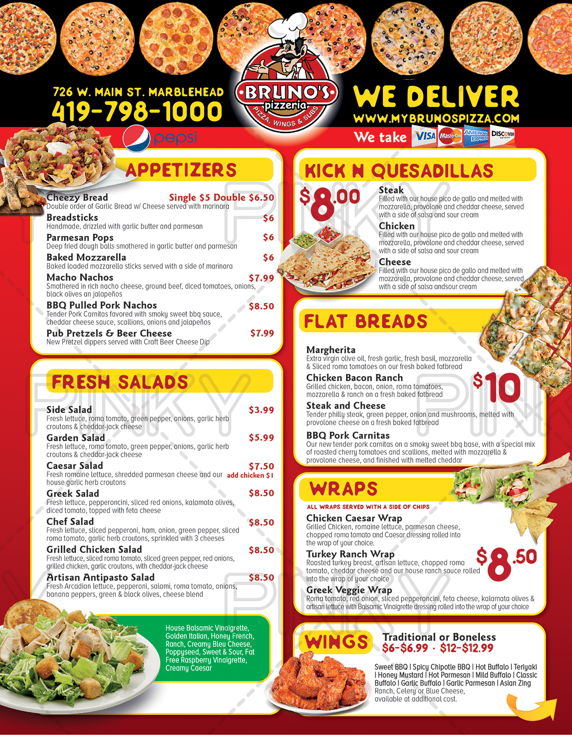 Menu Design by Pinky  for Bruno's Pizzeria / Varsity Club | Design #16002048