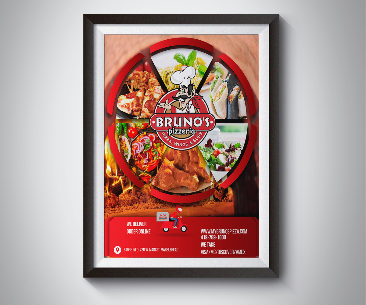 Menu Design by HamzaMalik for Bruno's Pizzeria / Varsity Club | Design #15760261