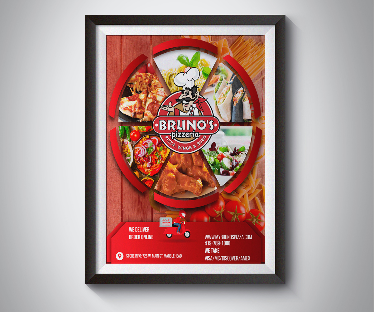 Menu Design by HamzaMalik for Bruno's Pizzeria / Varsity Club | Design #15768210