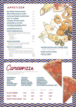 Varsity Club Sports Bar & Grill Dining Room Menu | Menu Design by mrmrnjr