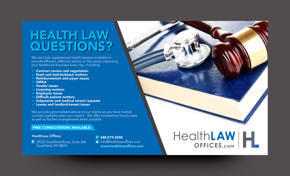 Postcard Design by rkailas for HealthLaw Offices | Design #15788578